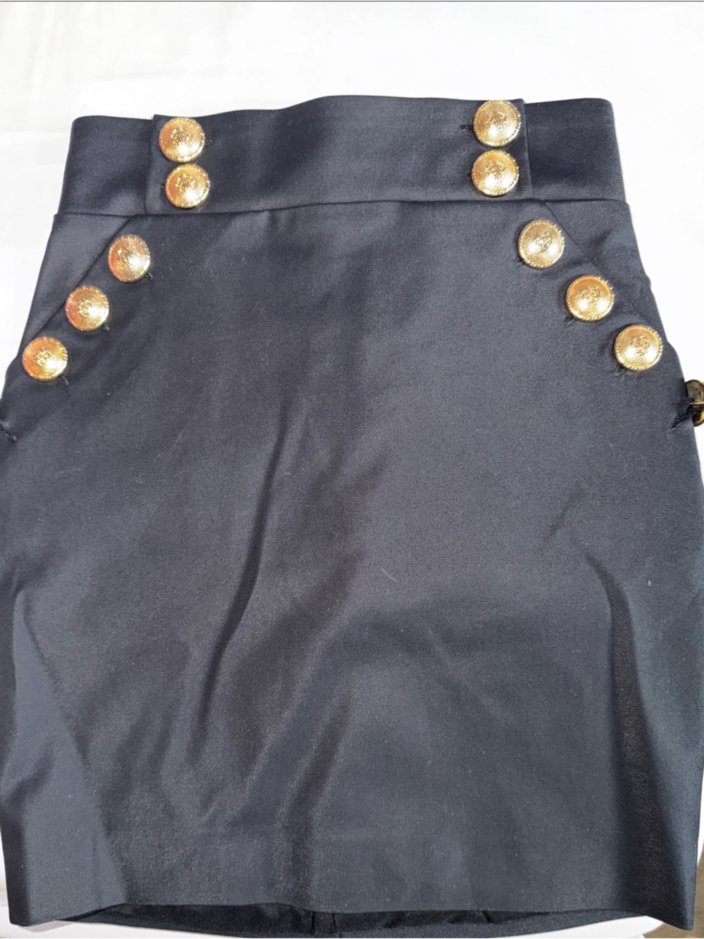 Flavio Castellani High-Waist Black Mini Skirt with Gold Button Detail